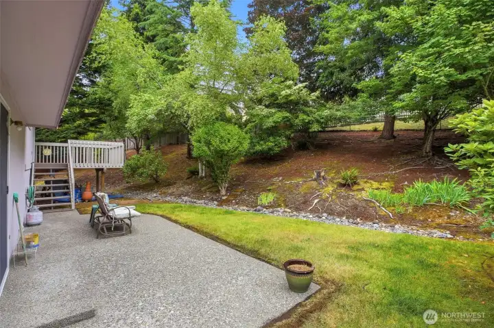 The back patio features a well-kept deck that overlooks a gorgeous, mostly fenced yard. It feels like your own private park with mature trees and landscaping—the perfect spot to relax or host friends. ### Why you’ll love it: * **Outdoor Living:** A recently freshly painted deck with plenty of room for your furniture and grill. * **Privacy:** It’s mostly fenced, giving you a nice, secluded vibe. * **The Scenery:** Mature trees and really sharp landscaping make it super peaceful. The back patio features a well-kept deck that overlooks a gorgeous, mostly fenced yard. It feels like your own private park with mature trees and landscaping—the perfect spot to relax or host friends. ### Why you’ll love it: * **Outdoor Living:** A recently freshly painted deck with plenty of room for your furniture and grill. * **Privacy:** It’s mostly fenced, giving you a nice, secluded vibe. * **The Scenery:** Mature trees and really sharp landscaping make it super peaceful.