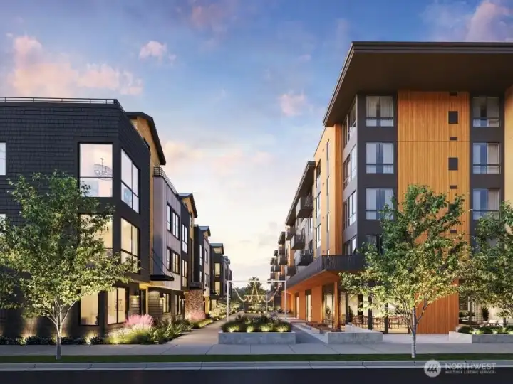 Open courtyard between buildings (artist rendering). Open courtyard between buildings (artist rendering).