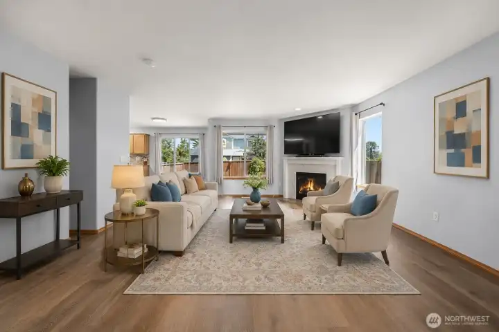 Staged Large Livingroom with Gas Fireplace Staged Large Livingroom with Gas Fireplace