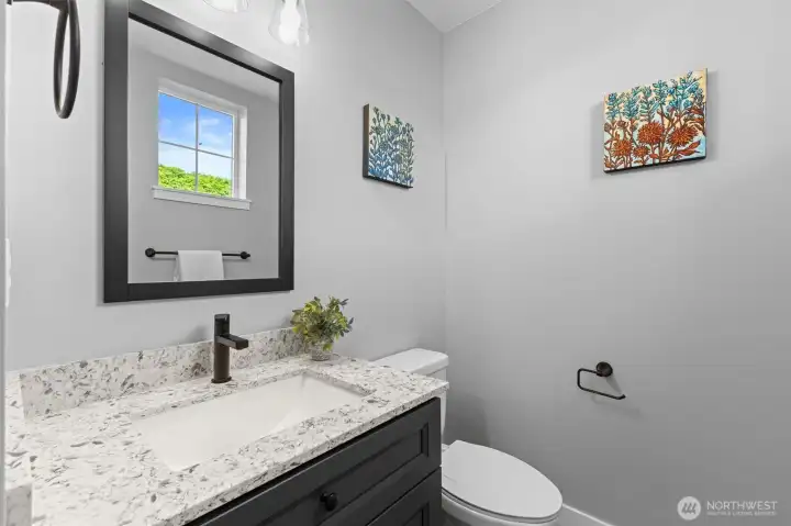 Half bath located on the main floor, perfect for when guests come over.