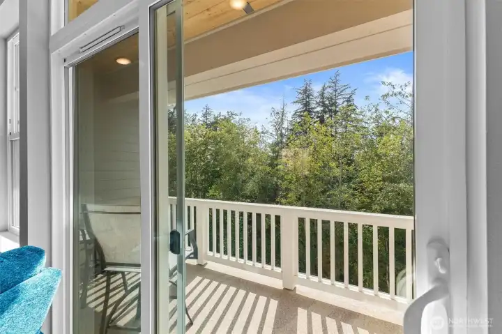 Expansive deck connected to living space.