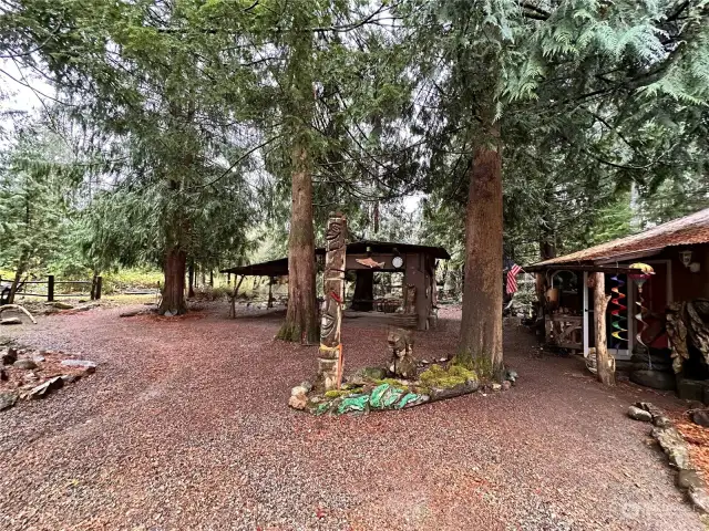 Cabin courtyard.