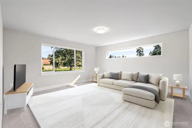 Virtually staged bonus room upstairs