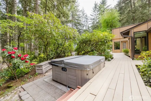 Are you ready for a dip in the bubbly hot tub? Soak away your day while unwinding in nature's embrace!