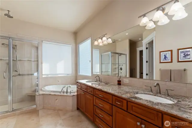 Primary 5-point bath with heated tile floors