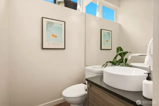 Powder room on main floor.