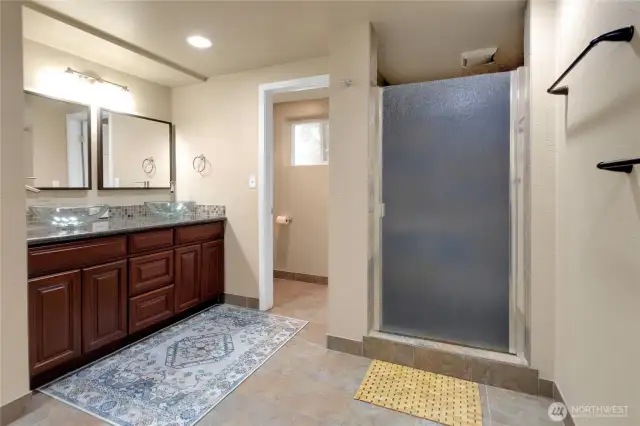 Primary bath updated and waiting for you.