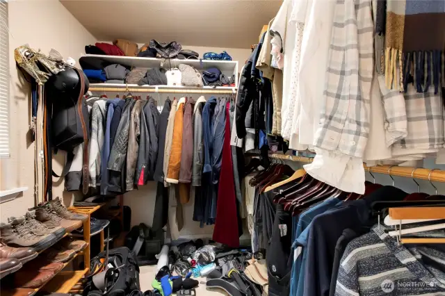 Primary walk in closet has plenty of room for your clothes
