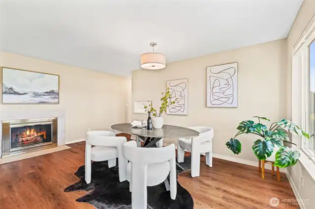 Dining Room with Wood Burning Fireplace