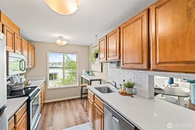 Quartz Countertops and Subway Tile Backsplash