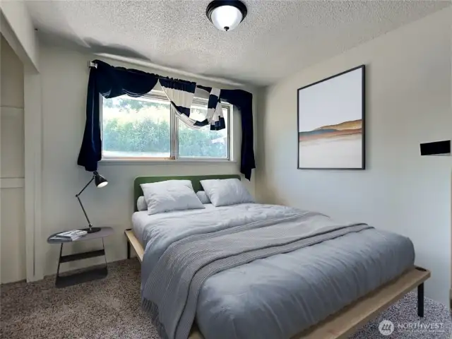 Virtually staged Bedroom