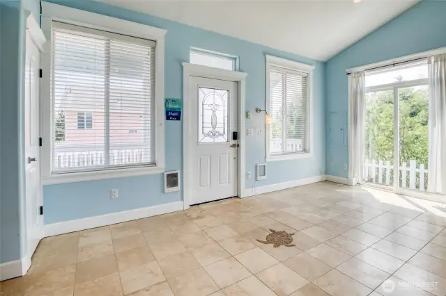 Living space is light and bright.