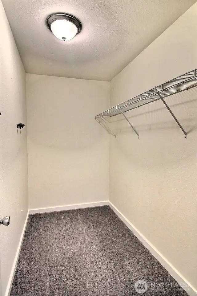 Spacious walk-in closet for ample storage and organization.