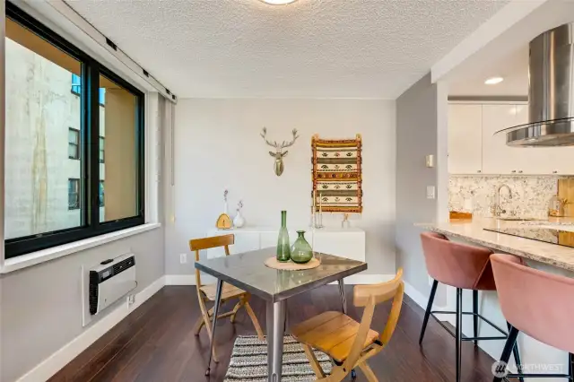 A well-integrated dining space enhances the open-concept design.