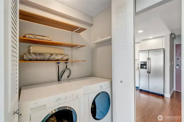 Washer and dryer in unit.