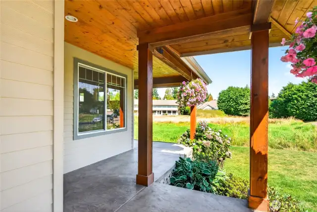 Wrap around patio overlooks green space