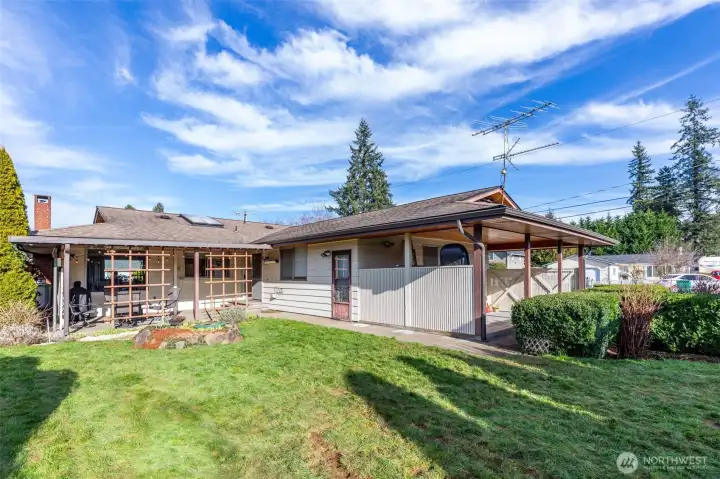 Fully fenced, large corner lot.