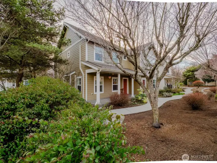 Front of home with sidewalks