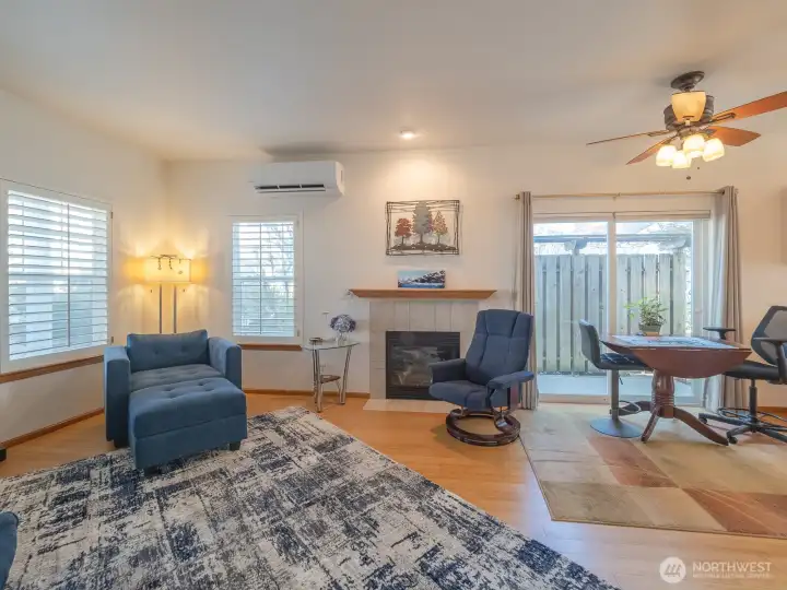 Living room and dining room with Sliding door to patio