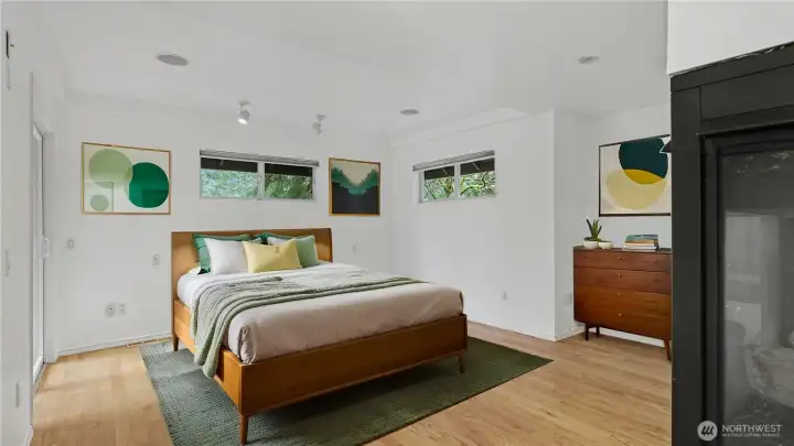 Upstairs primary, virtually staged