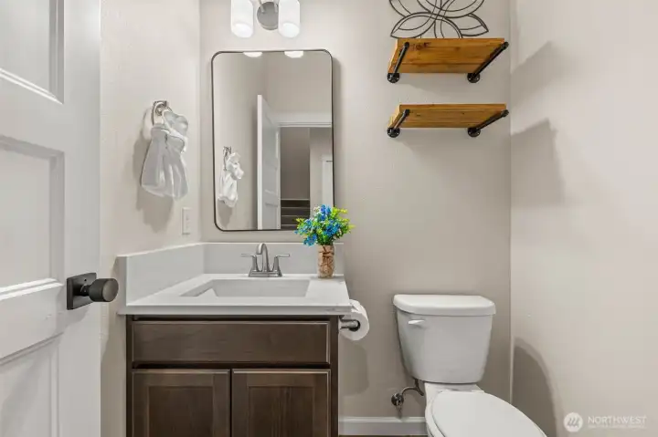 Powder room off the entry