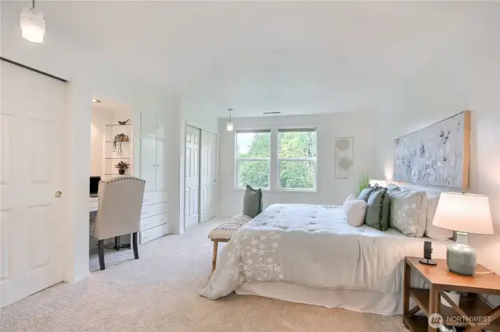 Primary has built-ins and desk/vanity space. Views to enjoy the nature.