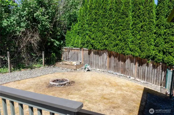 Fenced back yard Fenced back yard