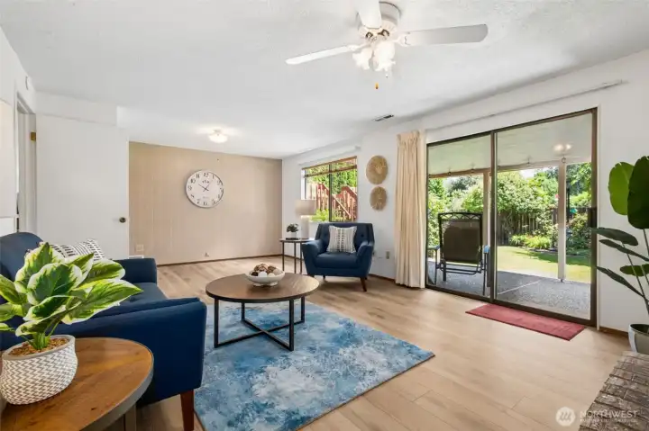 The fantastic lower level "family room" is a great flex space and was used as the primary bedroom for the owners, after adding an additional bathroom.  [4 of 4 bedrooms]