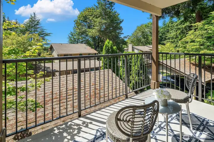 A treed, sunny outlook on your west facing dek.