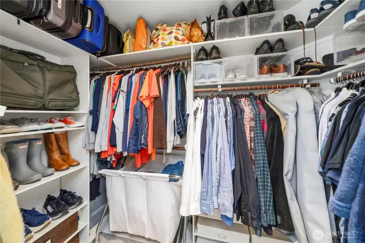 Walk-in closet in primary.
