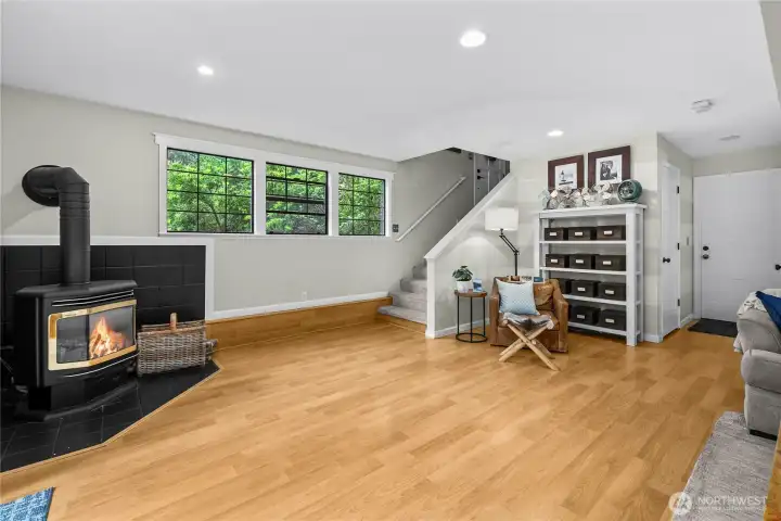 Cozy gas fireplace stove. Plenty of room for dancing!