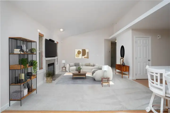 Family room with virtual staging
