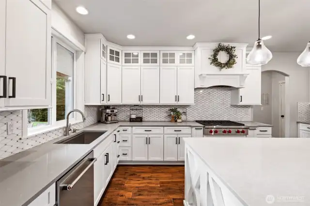 Another view of the gourmet kitchen. Not pictured is a walk-in pantry through the doorway at the right.