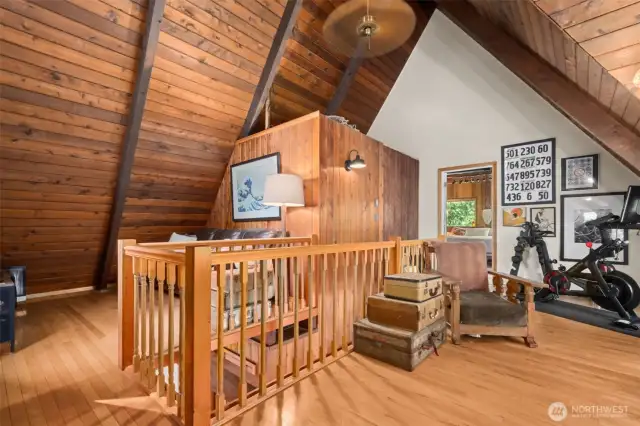 Another view of the upper level office/nook space. You can see the back of the bathroom in the middle; it could be expanded to be made larger, or you could frame in another closet on the back side to create more space.