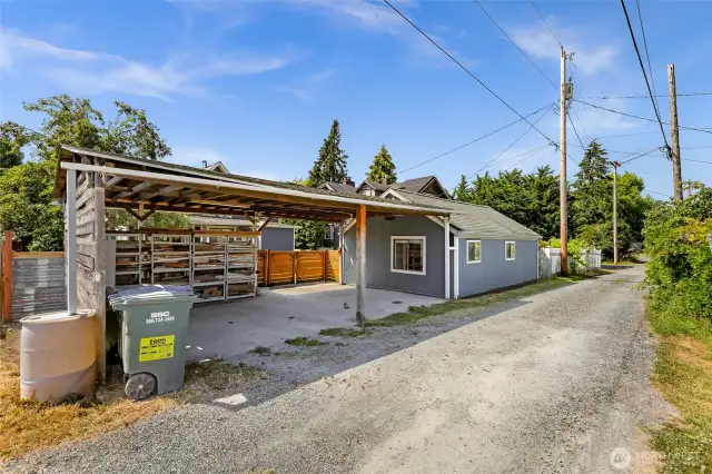 Two car carport off the ally for dedicated parking and protection from the elements. Shop off of ally with entrance from back yard.