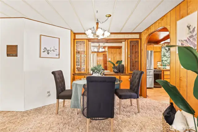 Formal dining with built in hutch.