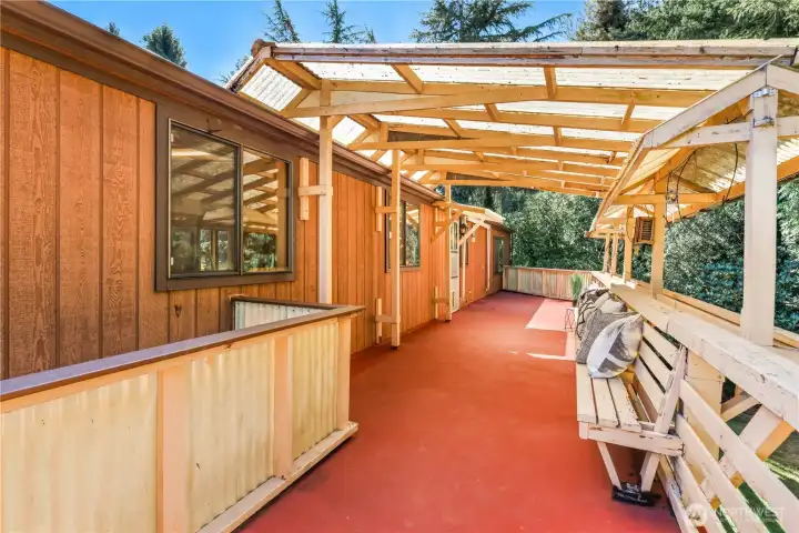 Imagine entertaining on this deck! Built in benches.