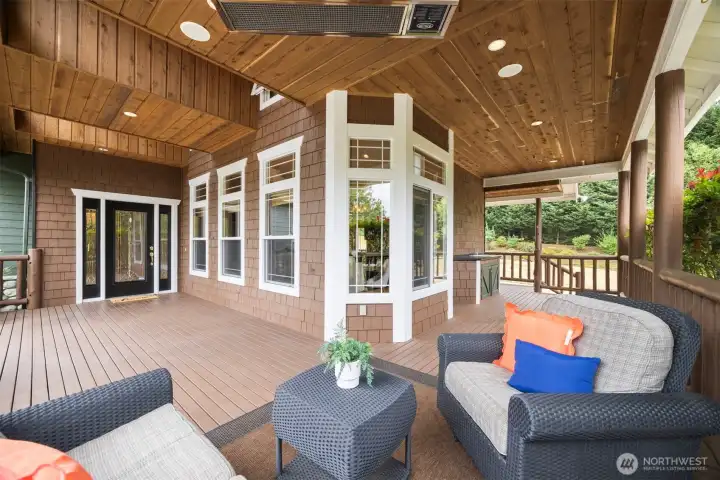 Wet bar with refrigerator around the corner.