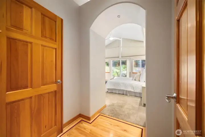Entry to primary bedroom on main level.