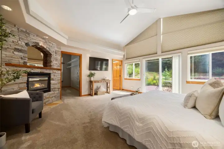 Primary Bedroom with gas fireplace.