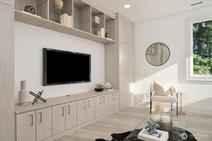 So much light! Upstairs bonus with ample built-in storage