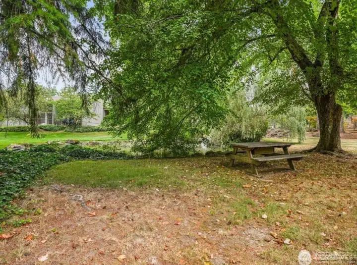 private green space with water views right off unit