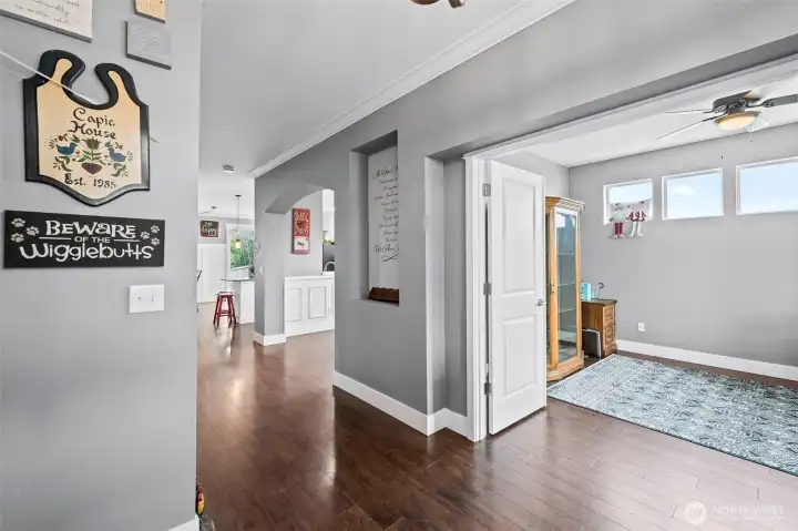 entry way and office