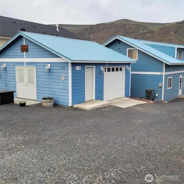 View of the house and separate garage