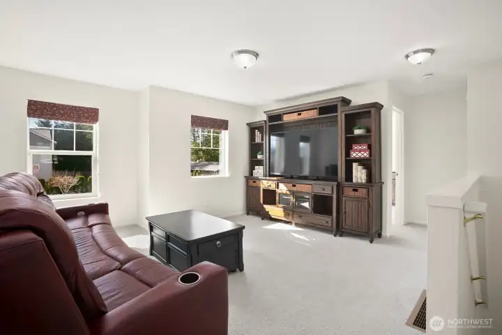 Upstairs entertainment / family room.  All new paint throughout (ceilings & walls) - March 2026.