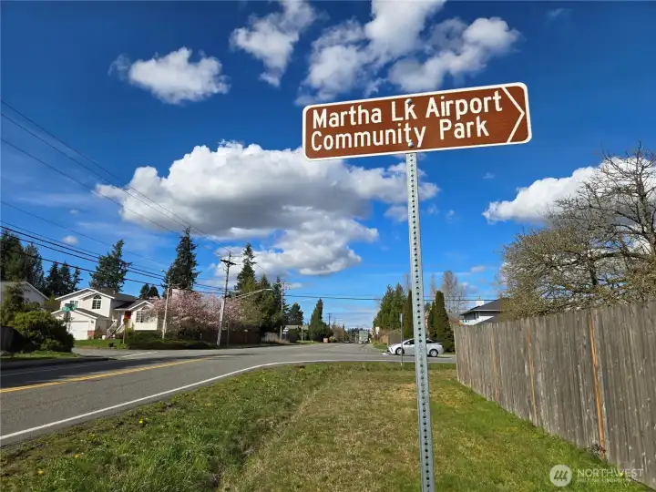 ¼ mile away - Martha Lake Airport Community Park (28 acres).