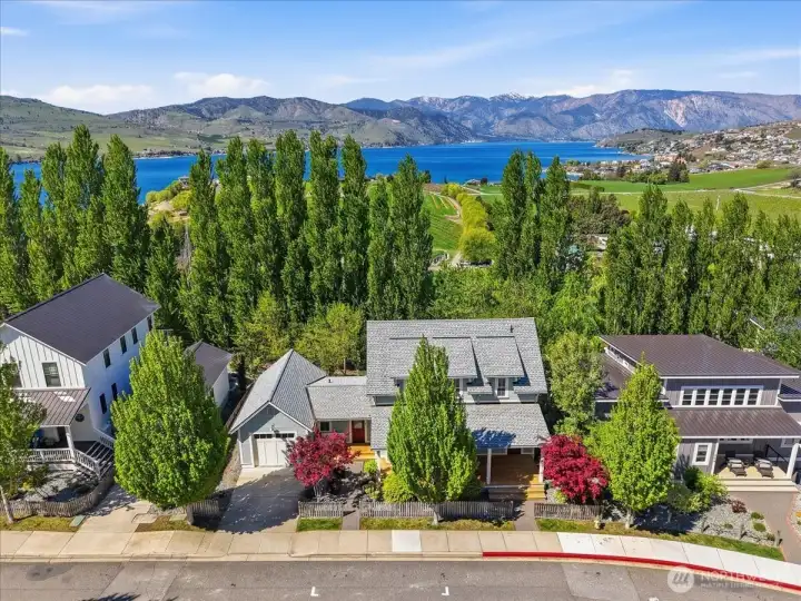 Aerial exterior view of home looking west.