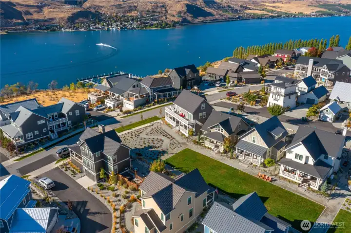 Aerial view of Vineyard Park looking south towards Lake Chelan.