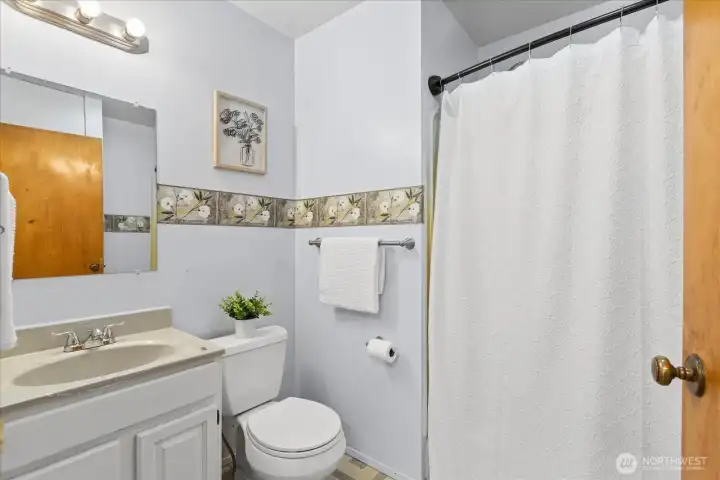 A full bath in MIL suite is all set up and ready to go.