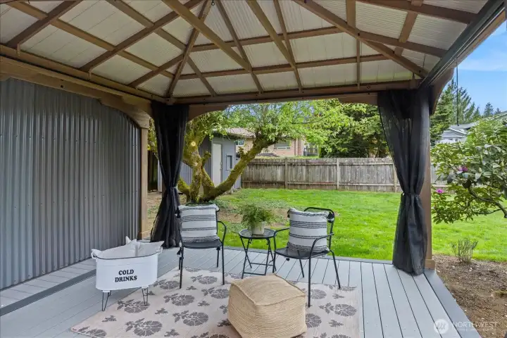 A great place to enjoy a morning coffee or afternoon cocktail, covered and completely protected from the weather.